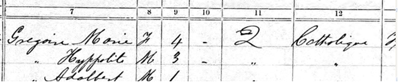 Image 2 of potion of 1871 US Census on Marie Gregoire